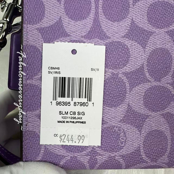Coach Slim Crossbody Bag In Signature Canvas In Purple Iris Silver CBM46 NWT - Picture 5 of 7
